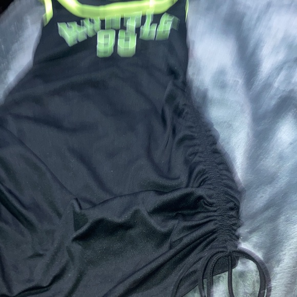 Fashion Nova Black and Neon Green Mini Dress - Picture 5 of 9